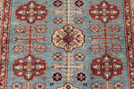 4x6 Blue and Ivory Kazak Tribal Rug