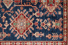 4x6 Navy and Ivory Kazak Tribal Rug