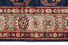 4x6 Navy and Ivory Kazak Tribal Rug