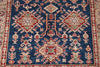 4x6 Navy and Ivory Kazak Tribal Rug