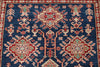 4x6 Navy and Ivory Kazak Tribal Rug