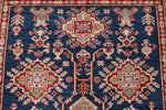 4x6 Navy and Ivory Kazak Tribal Rug