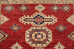 4x6 Red and Ivory Kazak Tribal Rug