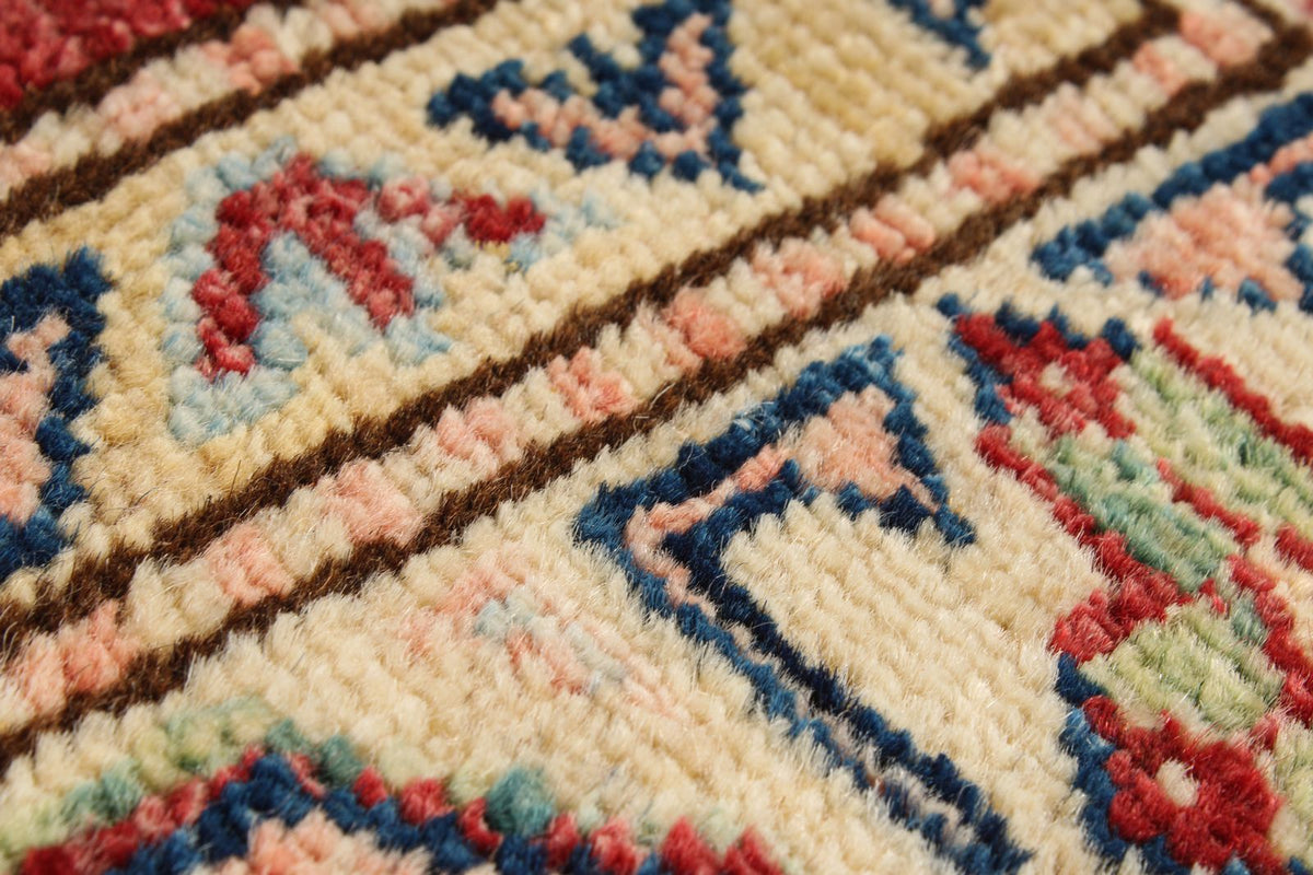 4x6 Red and Ivory Kazak Tribal Rug