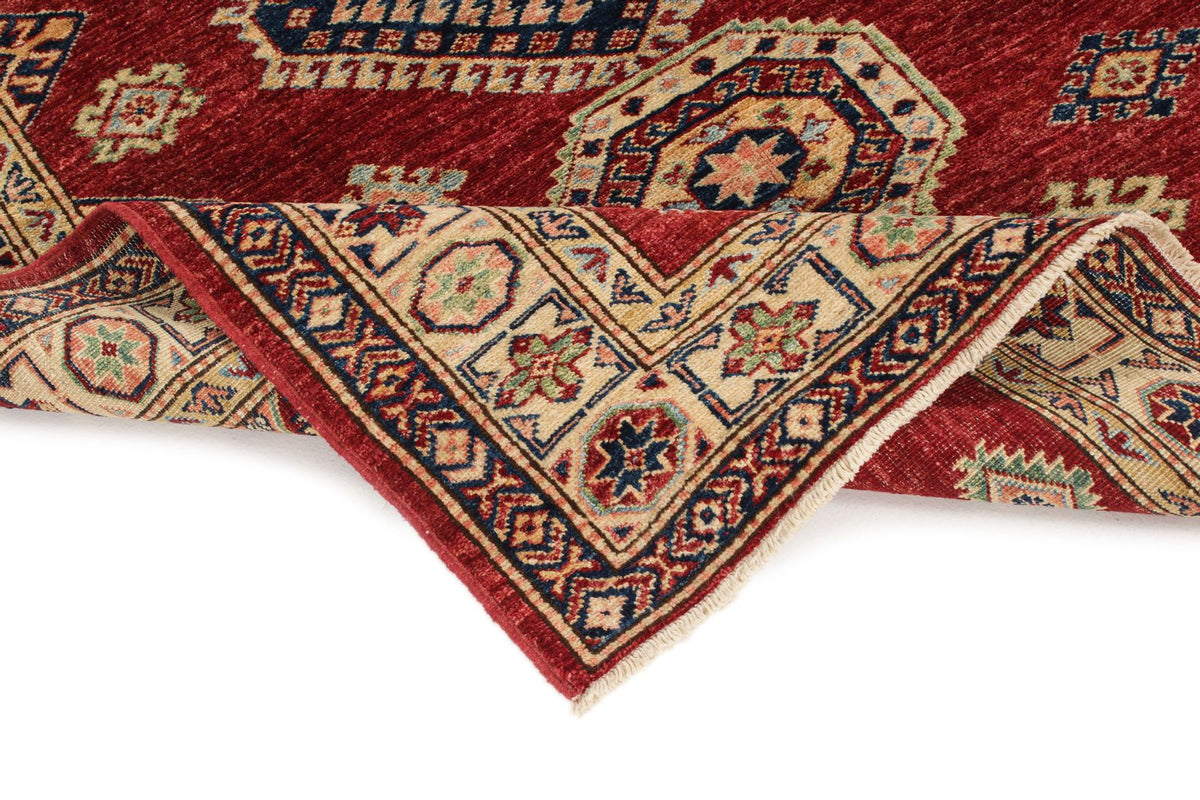 4x6 Red and Ivory Kazak Tribal Rug