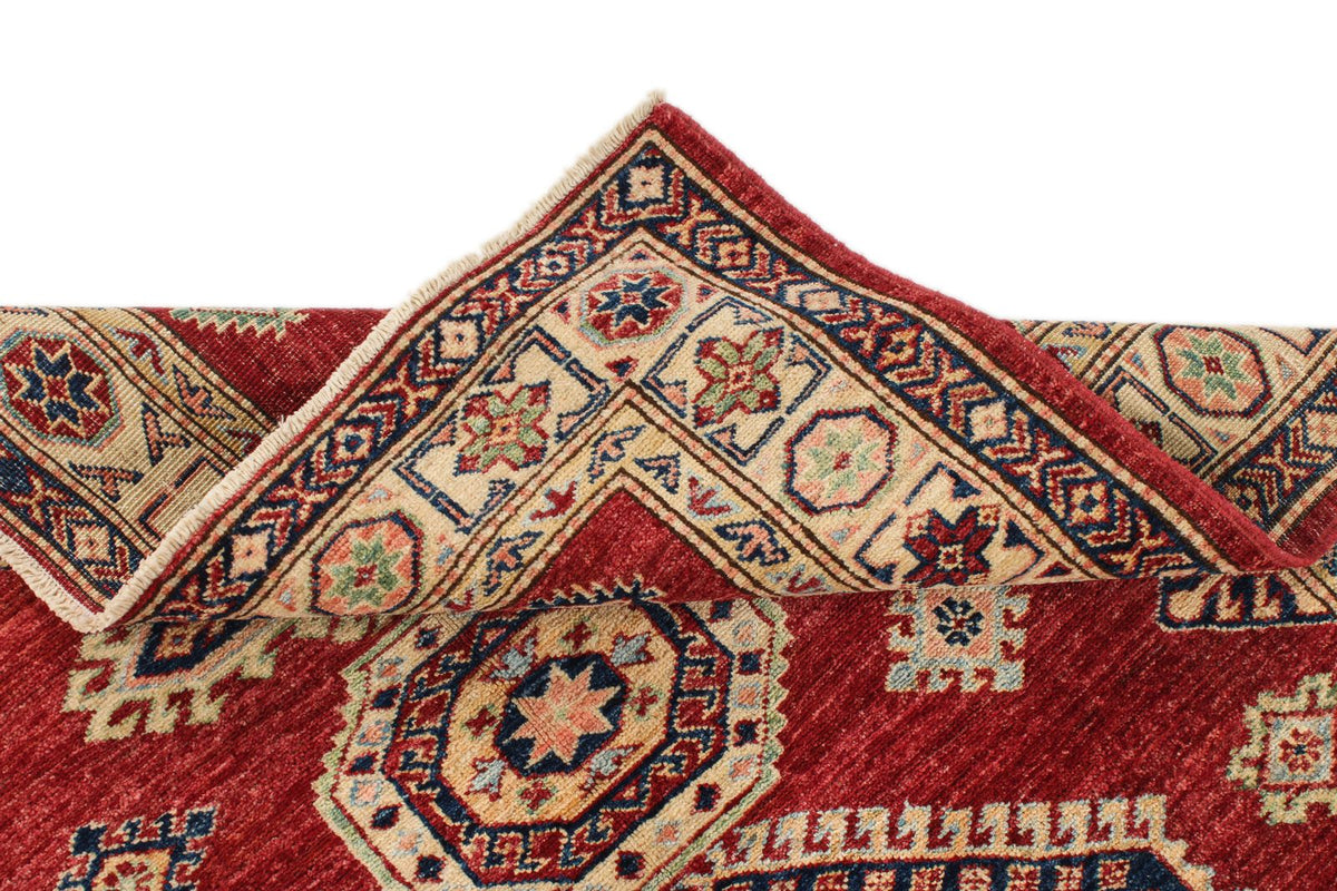 4x6 Red and Ivory Kazak Tribal Rug