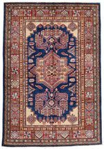 4x6 Navy and Red Kazak Tribal Rug