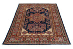 4x6 Navy and Red Kazak Tribal Rug