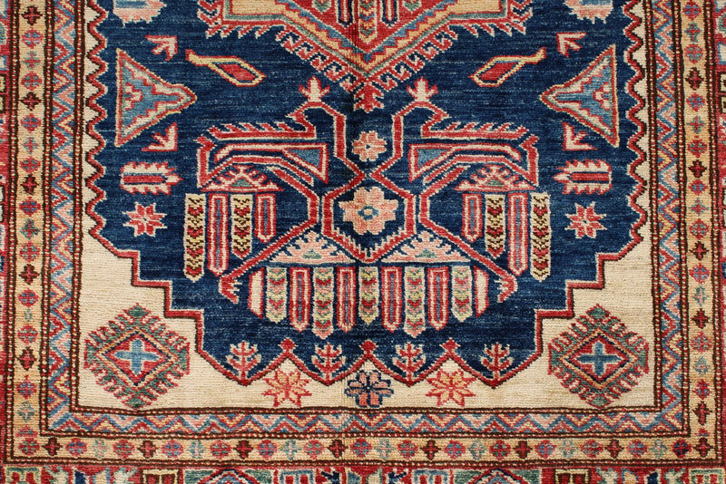 4x6 Navy and Red Kazak Tribal Rug