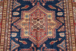 4x6 Navy and Red Kazak Tribal Rug