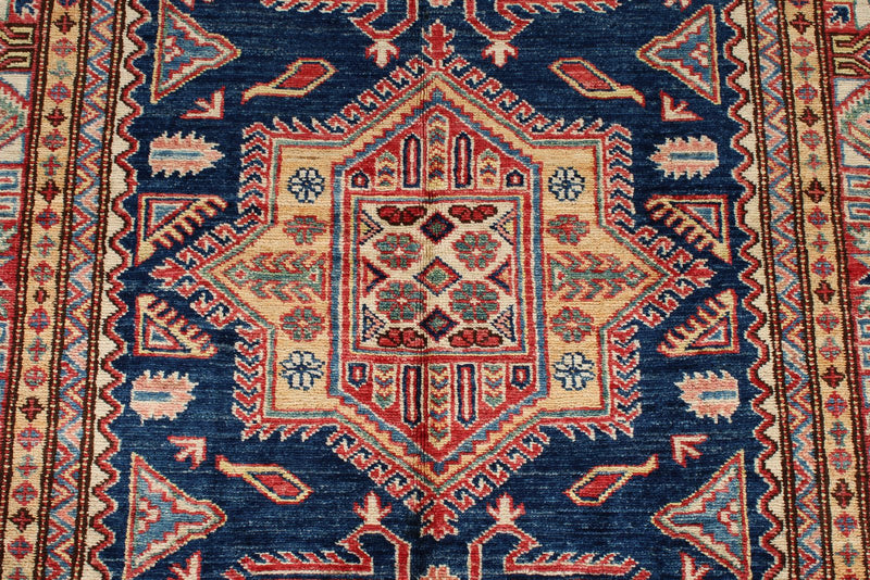 4x6 Navy and Red Kazak Tribal Rug