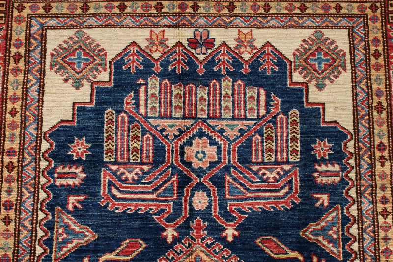 4x6 Navy and Red Kazak Tribal Rug