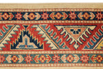 5x7 Ivory and Red Kazak Tribal Rug