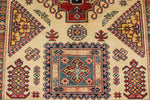 5x7 Ivory and Red Kazak Tribal Rug