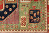 4x6 Green and Red Kazak Tribal Rug