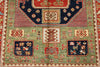 4x6 Green and Red Kazak Tribal Rug