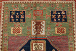 4x6 Green and Red Kazak Tribal Rug