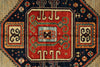 4x6 Multicolor and Rust Kazak Tribal Rug