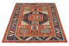 4x6 Multicolor and Rust Kazak Tribal Rug