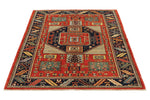 4x6 Multicolor and Rust Kazak Tribal Rug