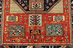 4x6 Multicolor and Rust Kazak Tribal Rug