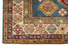 6x8 Blue and Ivory Kazak Tribal Rug