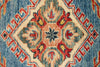 6x8 Blue and Ivory Kazak Tribal Rug