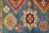 6x8 Blue and Ivory Kazak Tribal Rug