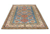 6x8 Blue and Ivory Kazak Tribal Rug