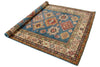 6x8 Blue and Ivory Kazak Tribal Rug