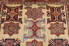 6x8 Ivory and Red Kazak Tribal Rug