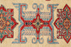 6x8 Ivory and Red Kazak Tribal Rug
