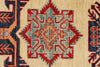 6x8 Ivory and Red Kazak Tribal Rug