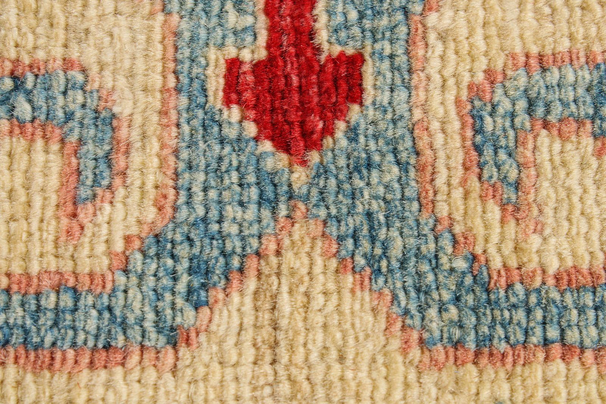 6x8 Ivory and Red Kazak Tribal Rug