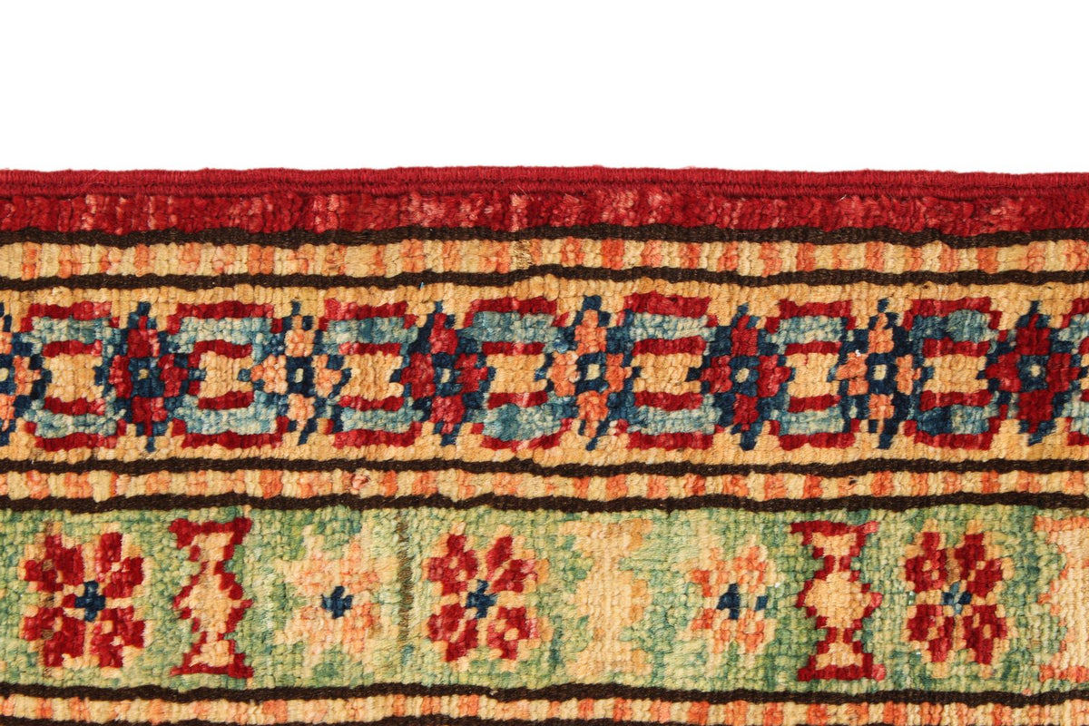6x8 Red and Ivory Kazak Tribal Rug