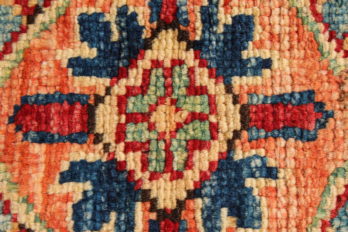 6x8 Red and Ivory Kazak Tribal Rug
