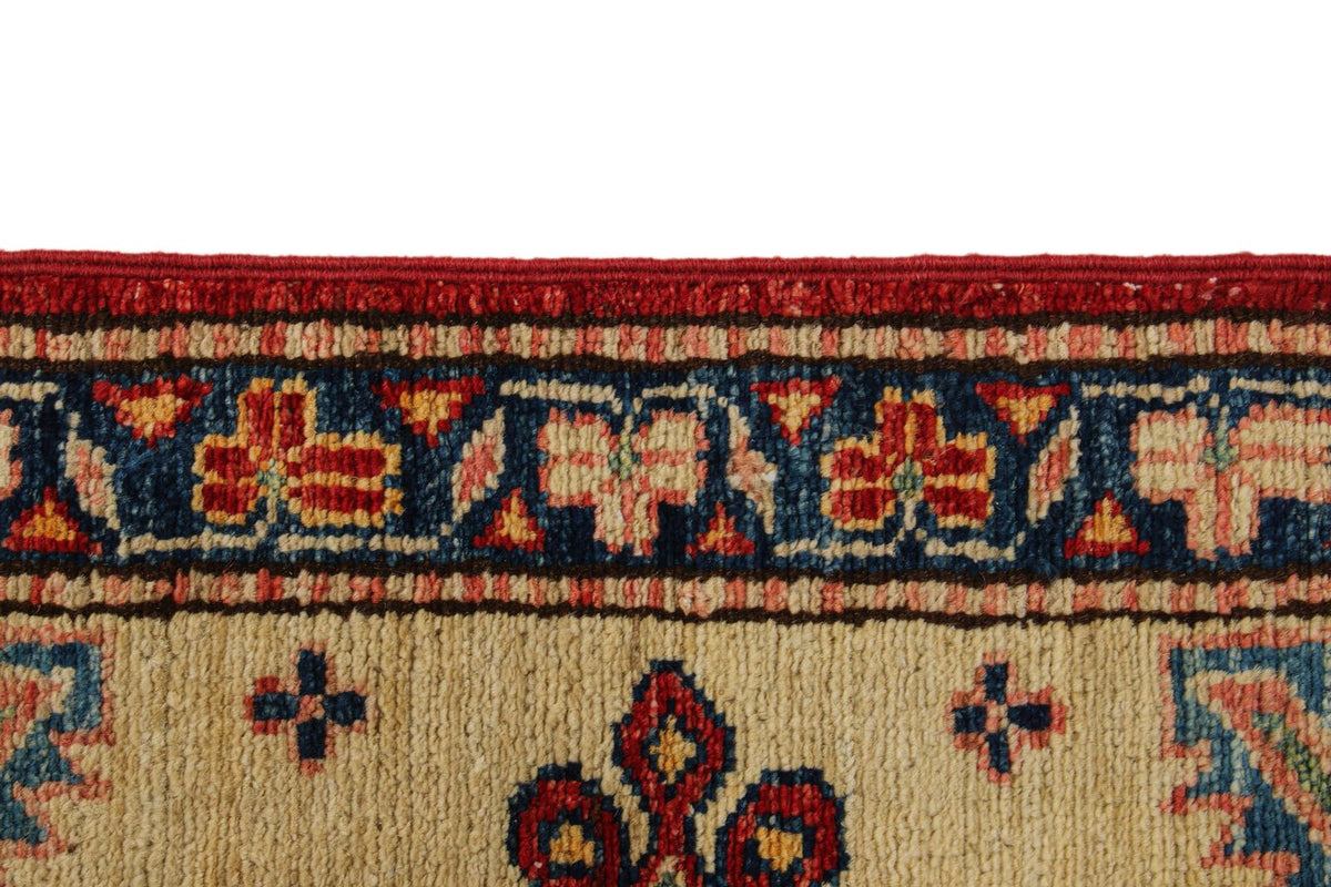 6x8 Red and Ivory Kazak Tribal Rug