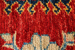 6x8 Red and Ivory Kazak Tribal Rug