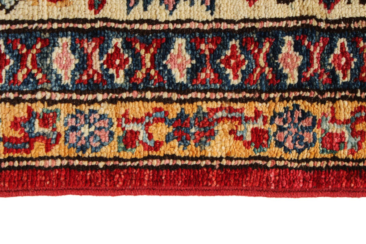 6x9 Red and Ivory Kazak Tribal Rug