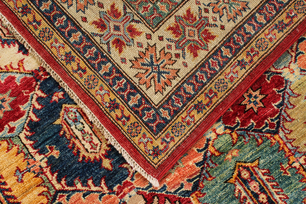 6x9 Red and Ivory Kazak Tribal Rug