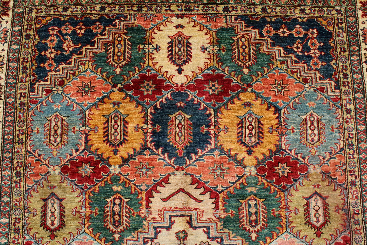 6x9 Red and Ivory Kazak Tribal Rug