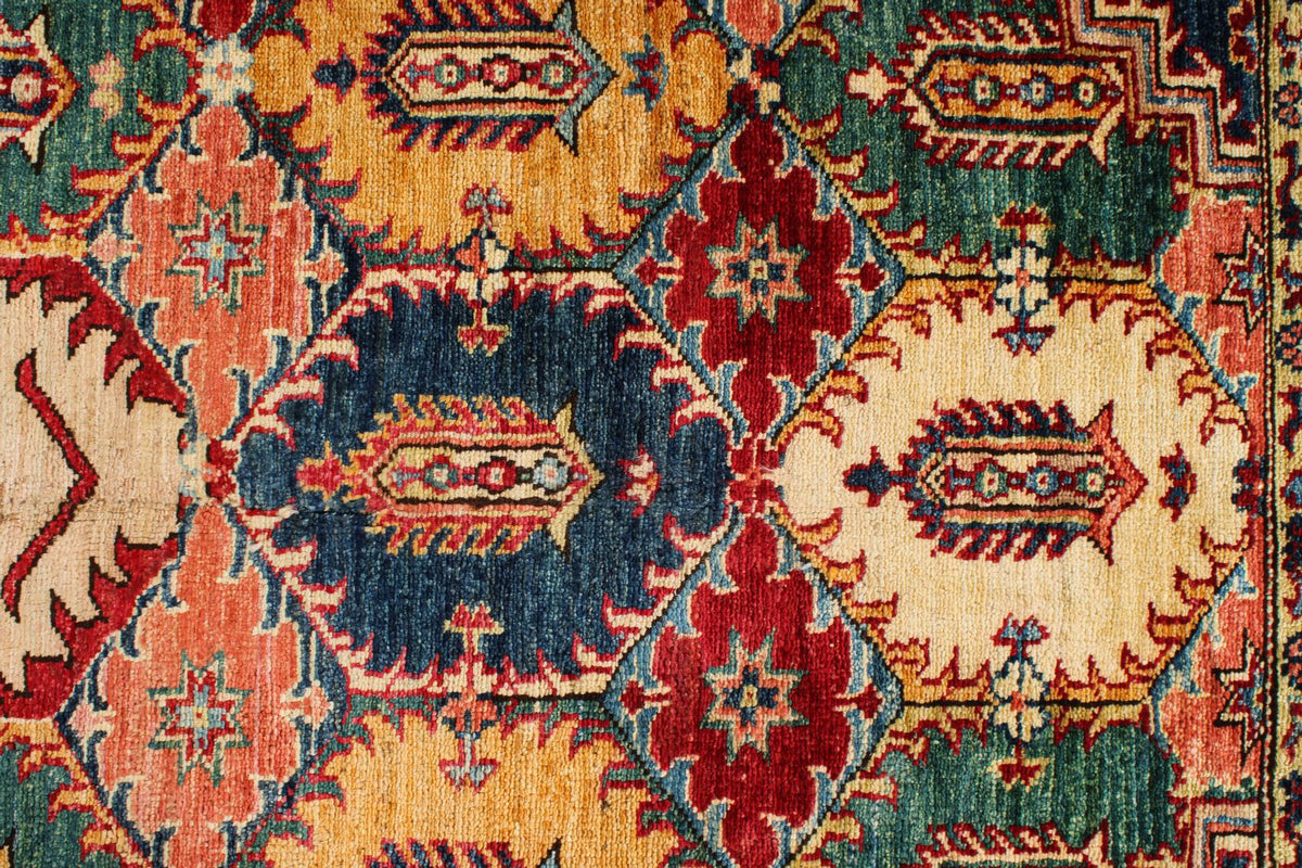6x9 Red and Ivory Kazak Tribal Rug