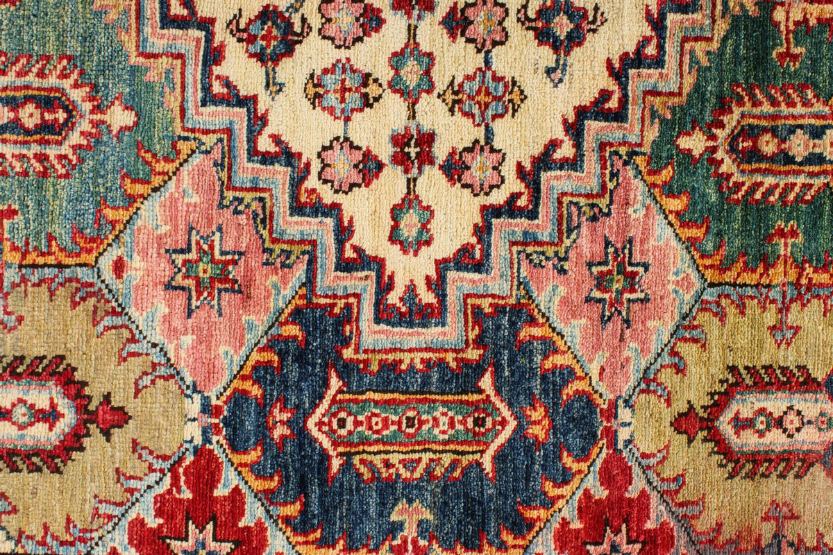6x9 Red and Ivory Kazak Tribal Rug