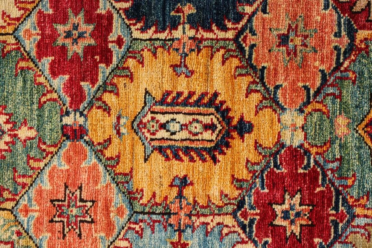 6x9 Red and Ivory Kazak Tribal Rug