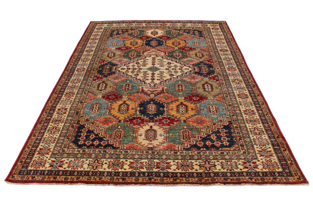 6x9 Red and Ivory Kazak Tribal Rug
