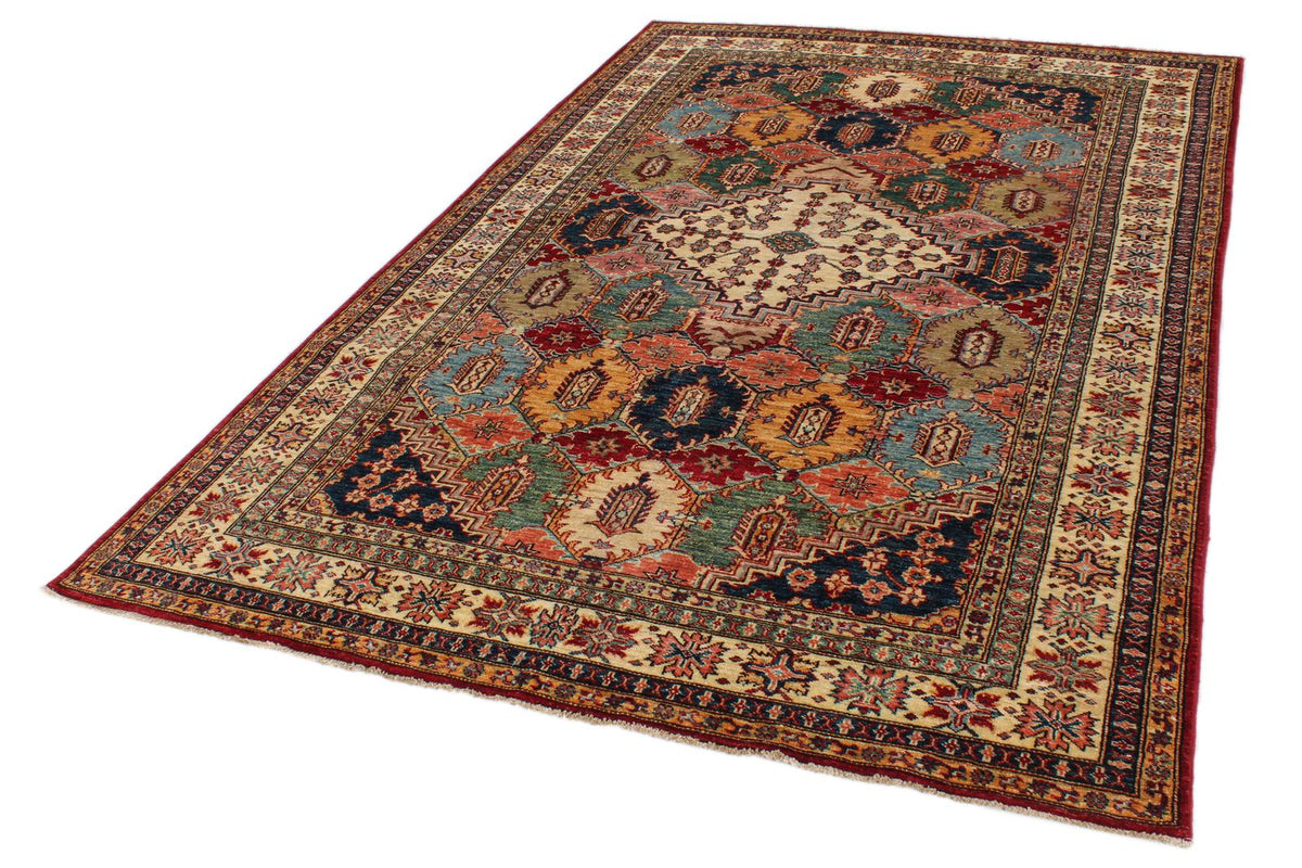 6x9 Red and Ivory Kazak Tribal Rug