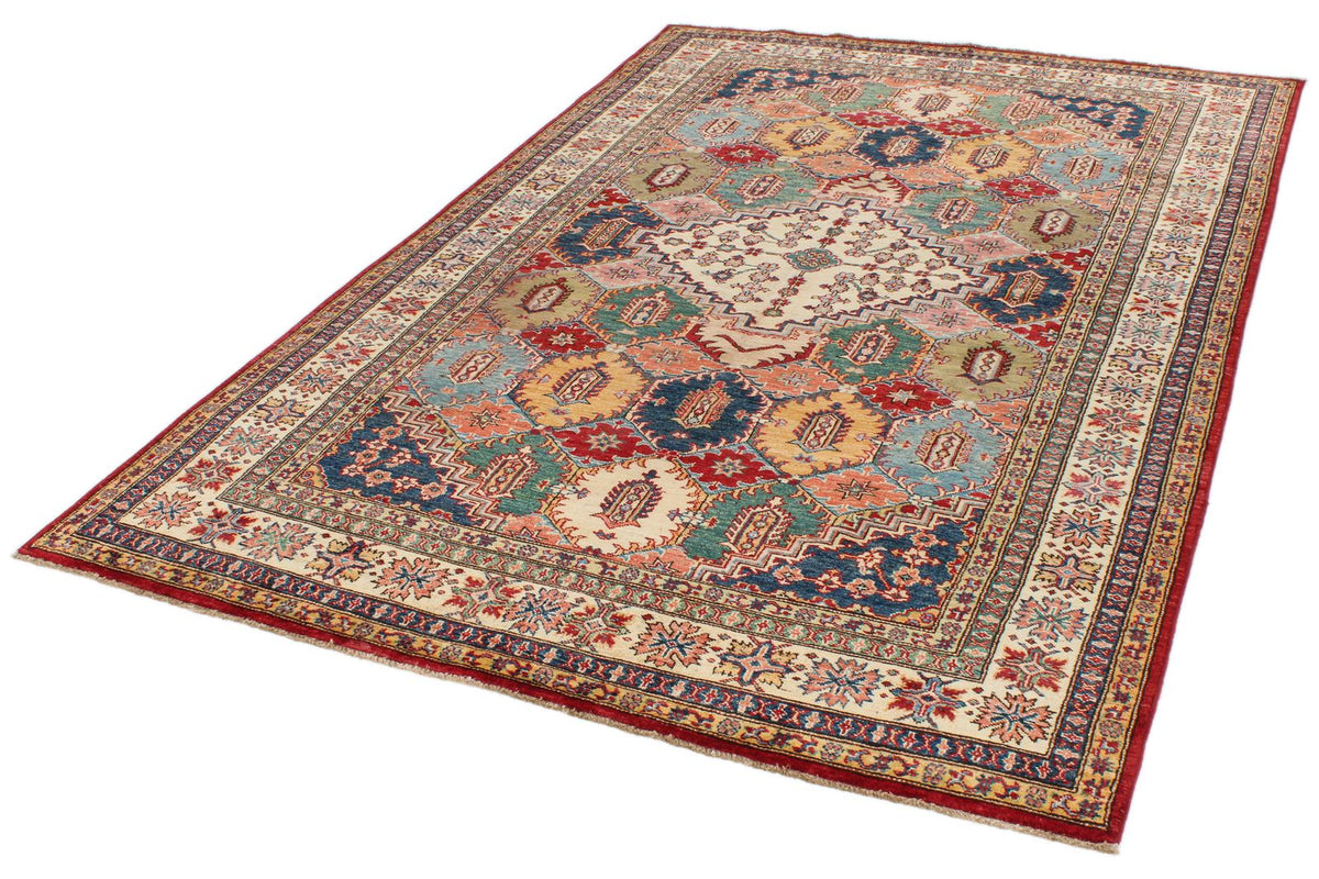 6x9 Red and Ivory Kazak Tribal Rug