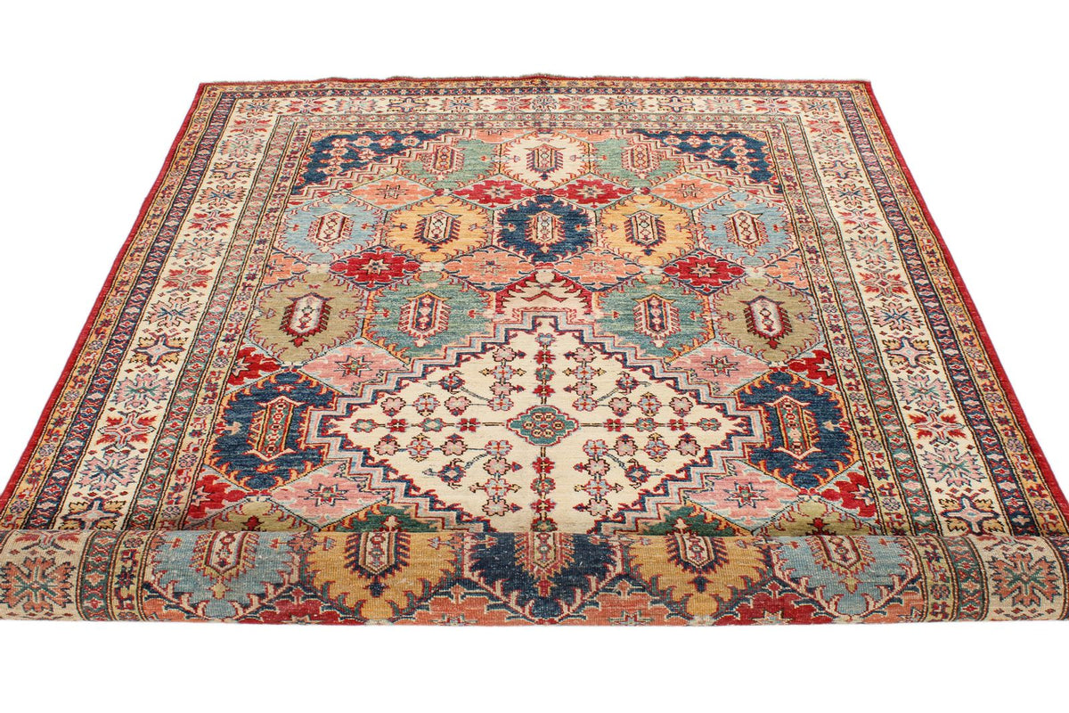 6x9 Red and Ivory Kazak Tribal Rug