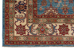 6x10 Blue and Ivory Kazak Tribal Rug