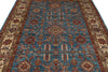 6x10 Blue and Ivory Kazak Tribal Rug